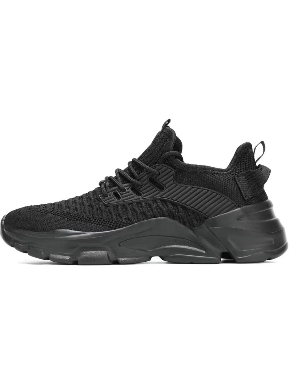 Men's All Black Lightweight Athletic Running Walking Non Slip Sneakers Shoes